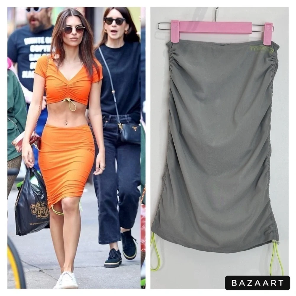 Miaou Sport Gwen Mesh Y2K Midi Skirt XS Gray Sporty Chic Gorpcore Streetwear